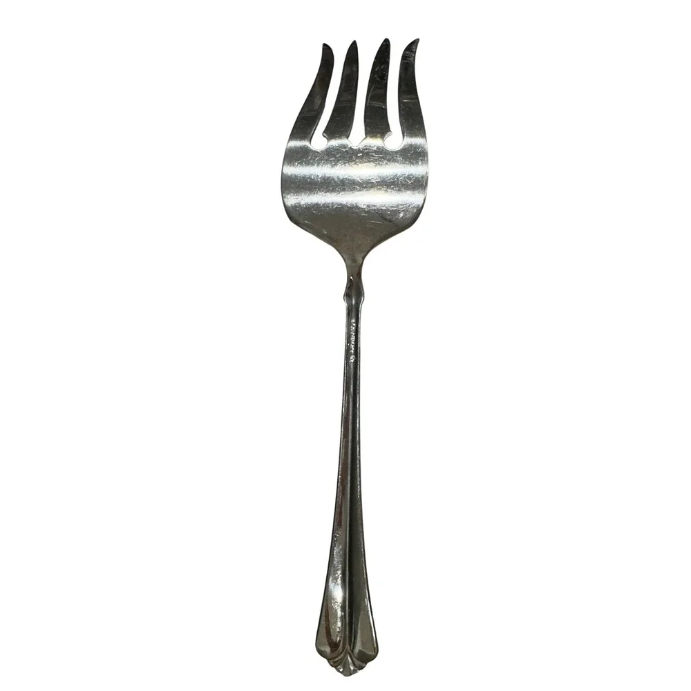 Oneida Stainless Steel‎ Cold Meat Serving Fork Scalloped Handle 8.5 Inch Silver